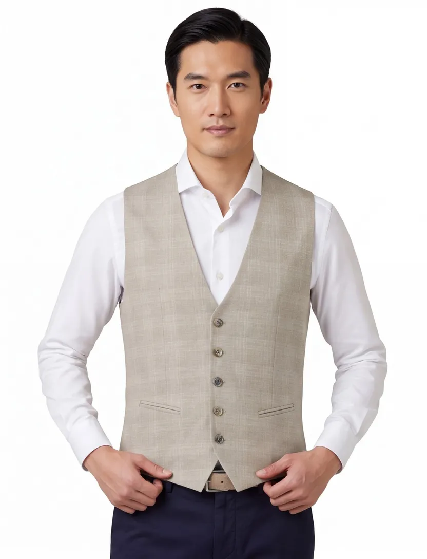 Gilet Zuitable beige zomer katoen