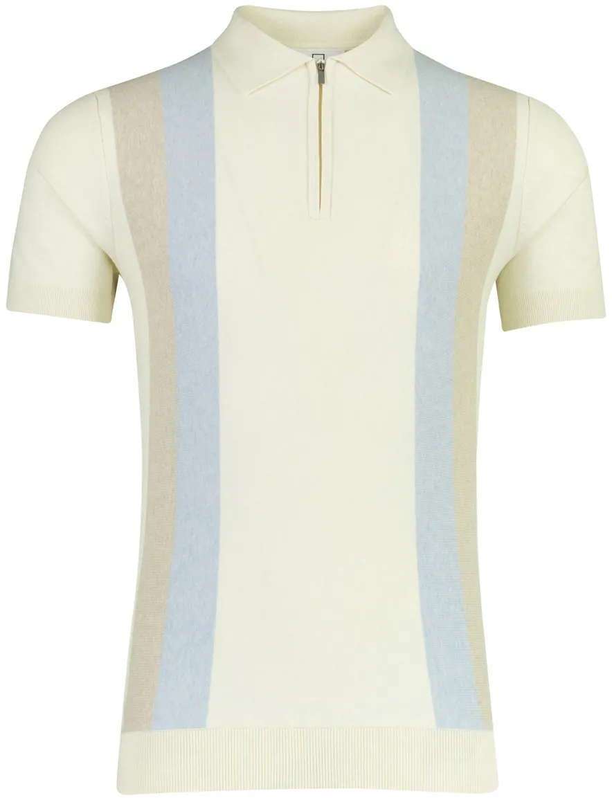 Born with Appetite polo met rits creme strepen