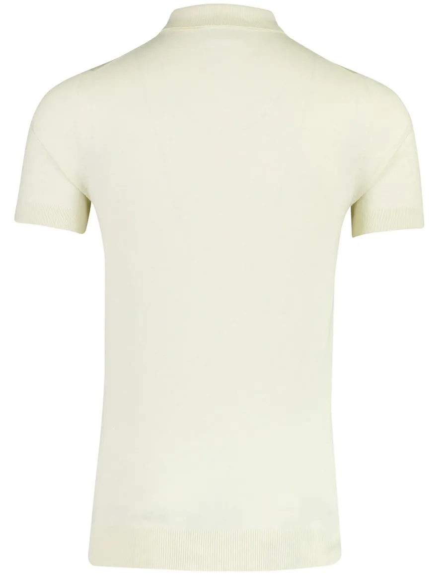 Born With Appetite polo ritssluiting creme korte mouw