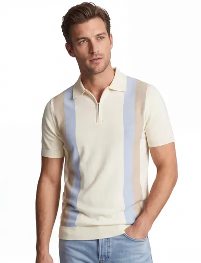 Born With Appetite Born With Appetite polo creme gestreept