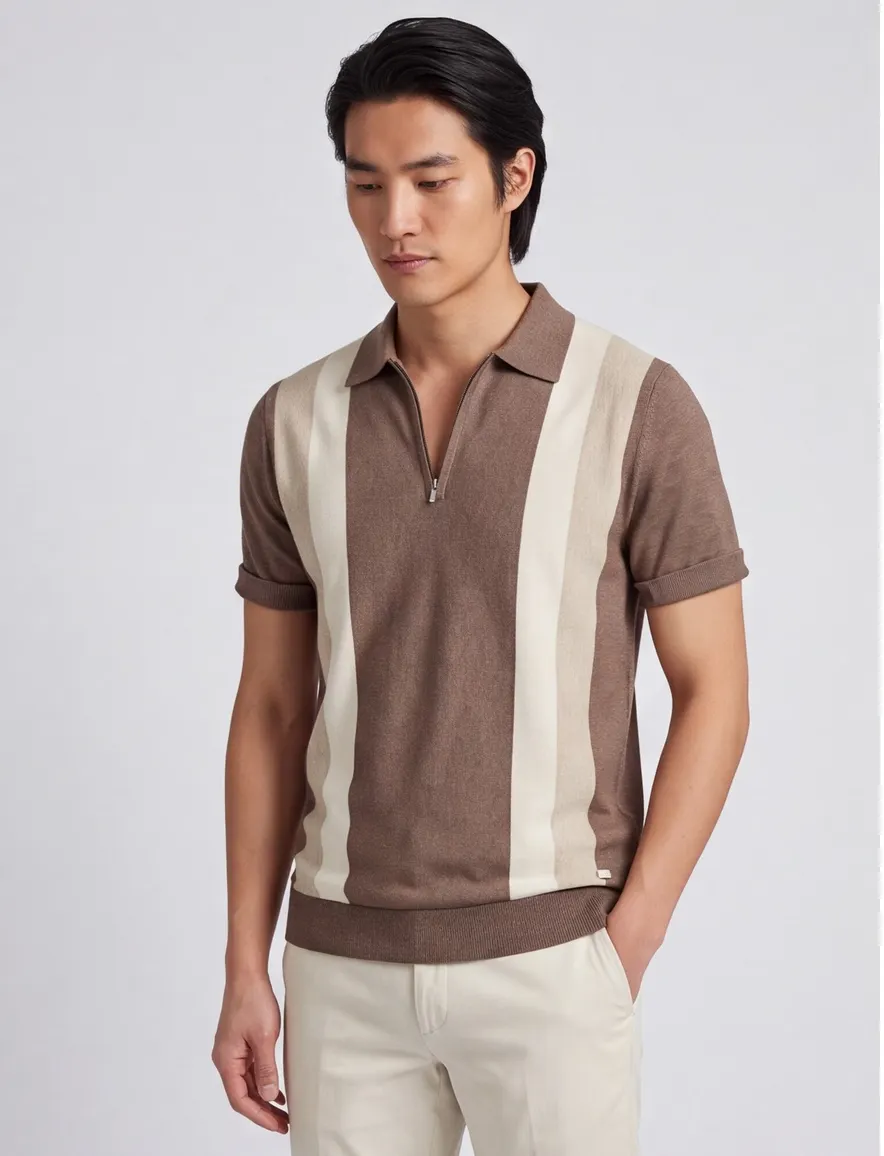 Born with Appetite Austin Knitted polo beige bruin