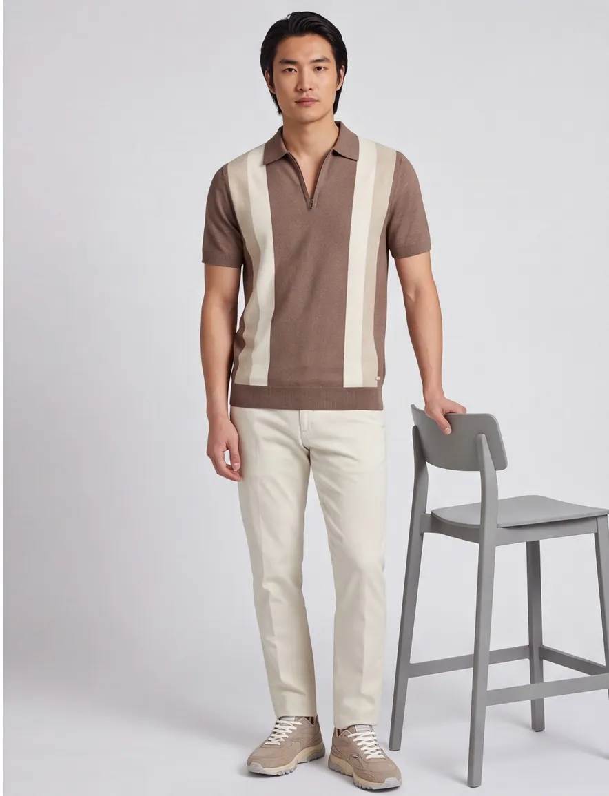 Born with Appetite Austin Knitted polo beige bruin