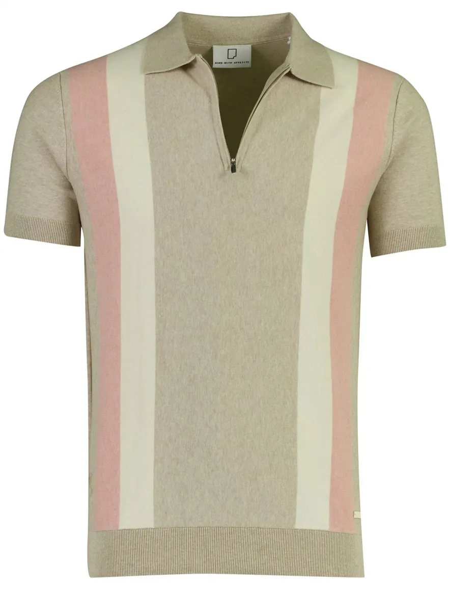 Born with Appetite Austin knitted polo beige roze