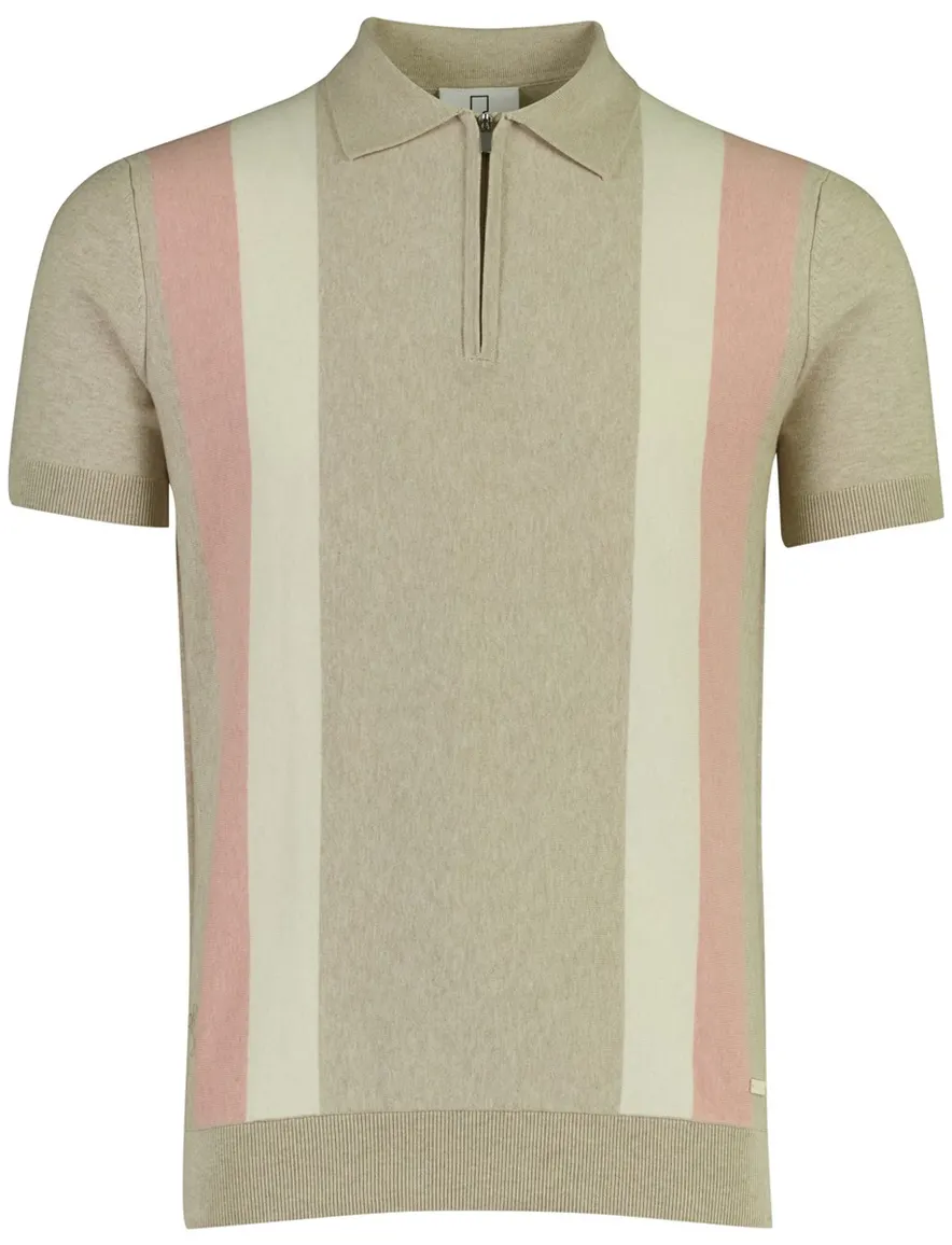 Born with Appetite Austin knitted polo beige roze