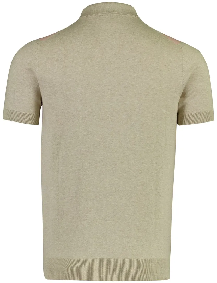 Beige polo Born with Appetite Austin rits gestreept