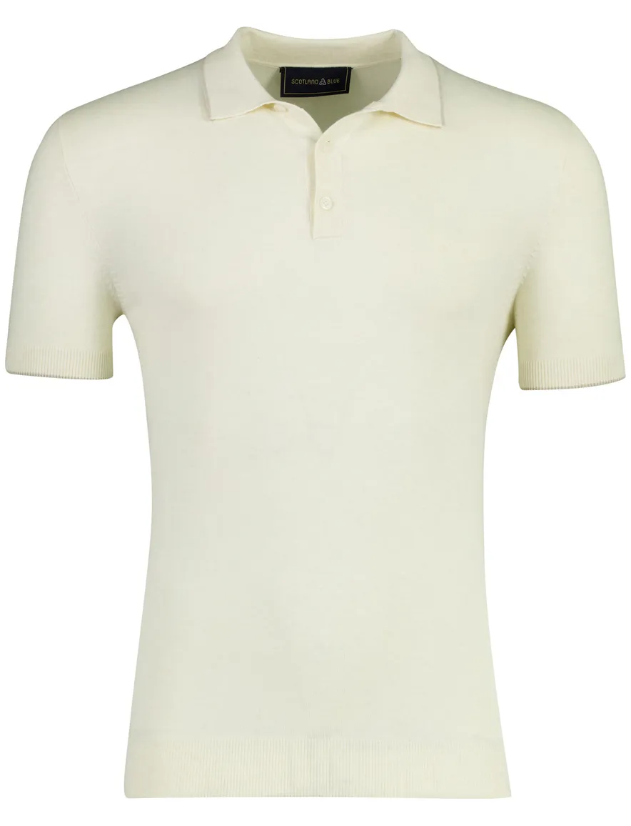Scotland Blue polo creme gebreid