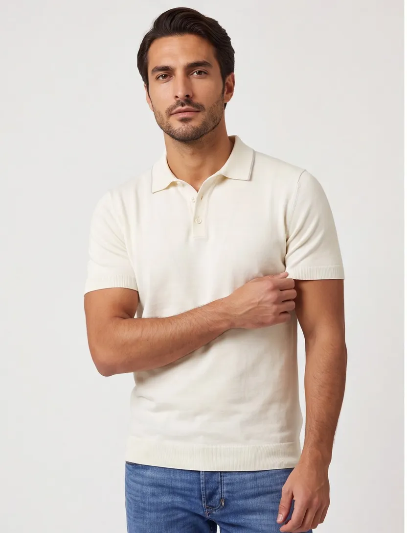 Poloshirt Scotland Blue creme katoen wijde fit