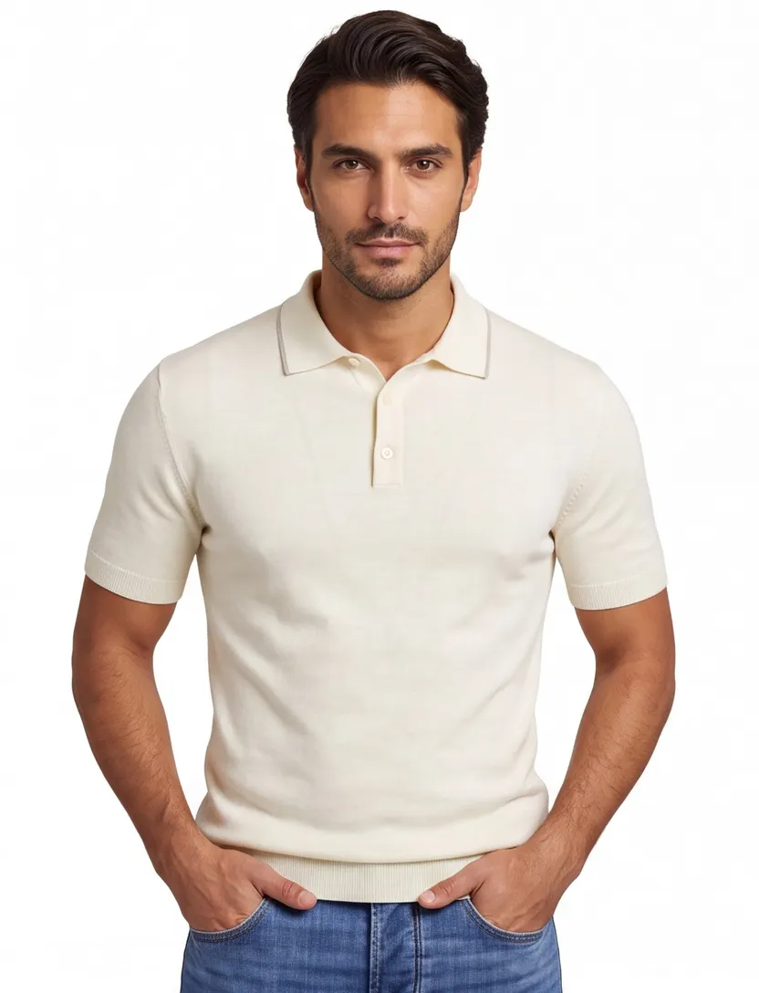 Poloshirt Scotland Blue creme katoen wijde fit