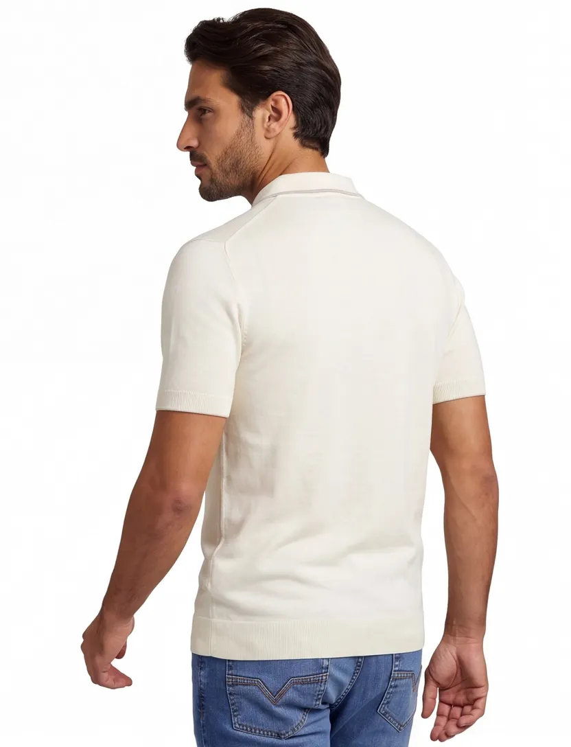 Poloshirt Scotland Blue creme katoen wijde fit