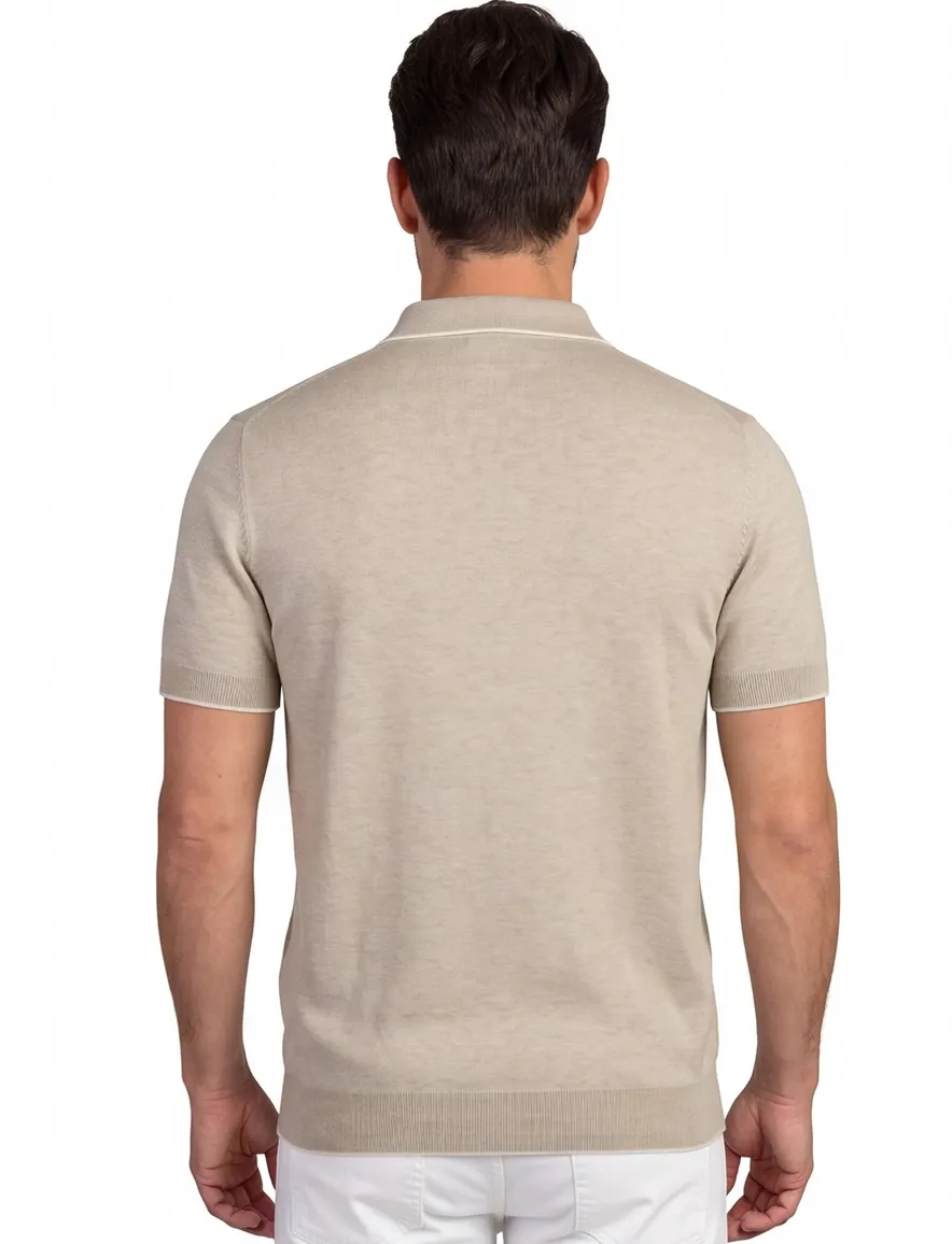 Poloshirt Scotland Blue beige gemêleerd katoen