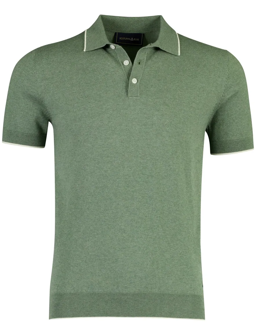 Poloshirt Scotland Blue groen gemêleerd katoen