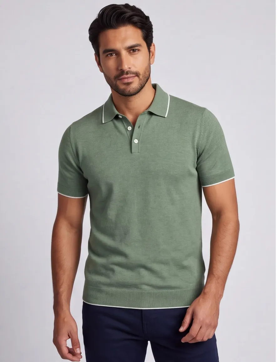 Scotland Blue Polo groen gebreid