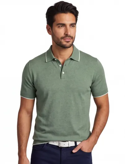 Scotland Blue Poloshirt Scotland Blue groen gemêleerd 100% katoen