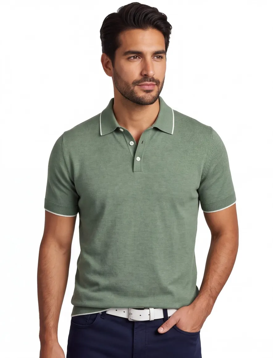 Scotland Blue Polo groen gebreid
