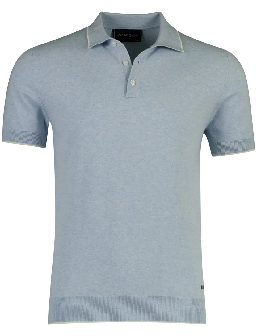 Scotland Blue poloshirt lichtblauw gemêleerd 100% katoen