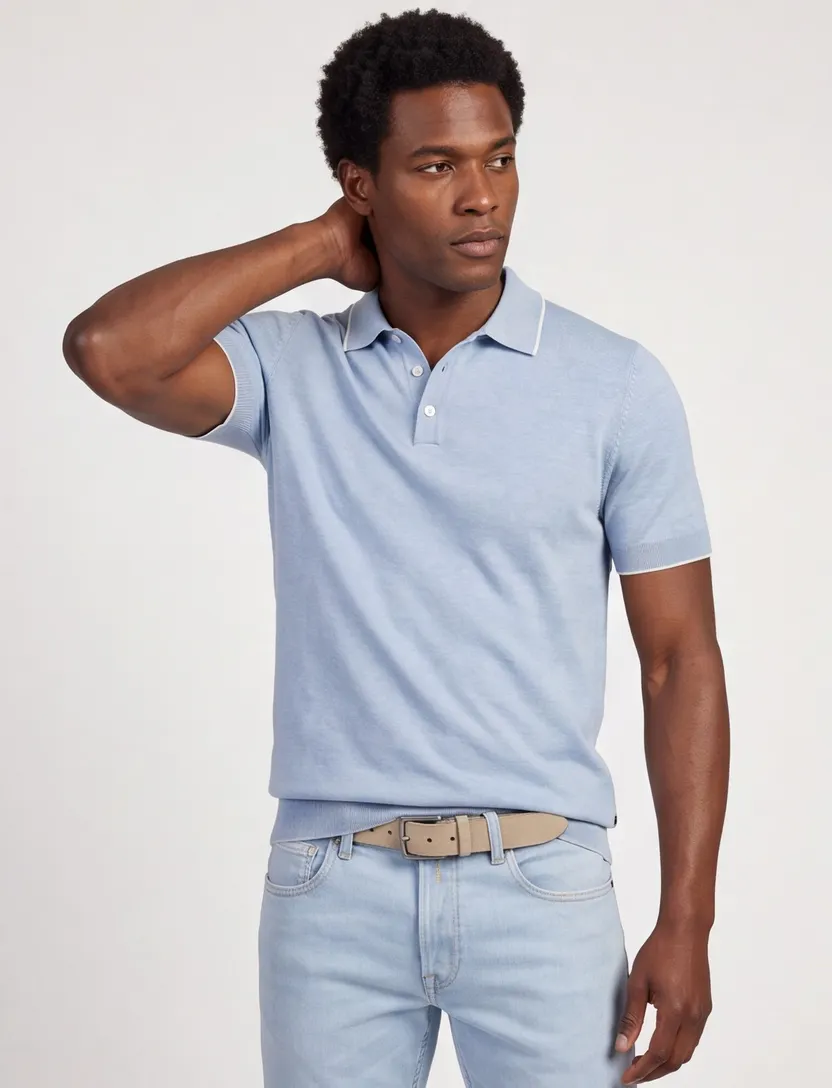 Scotland Blue poloshirt lichtblauw gemêleerd 100% katoen