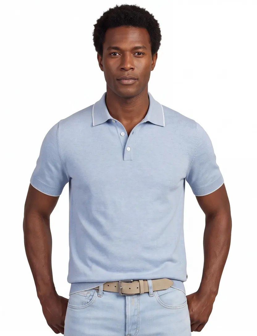 Scotland Blue poloshirt lichtblauw gemêleerd 100% katoen