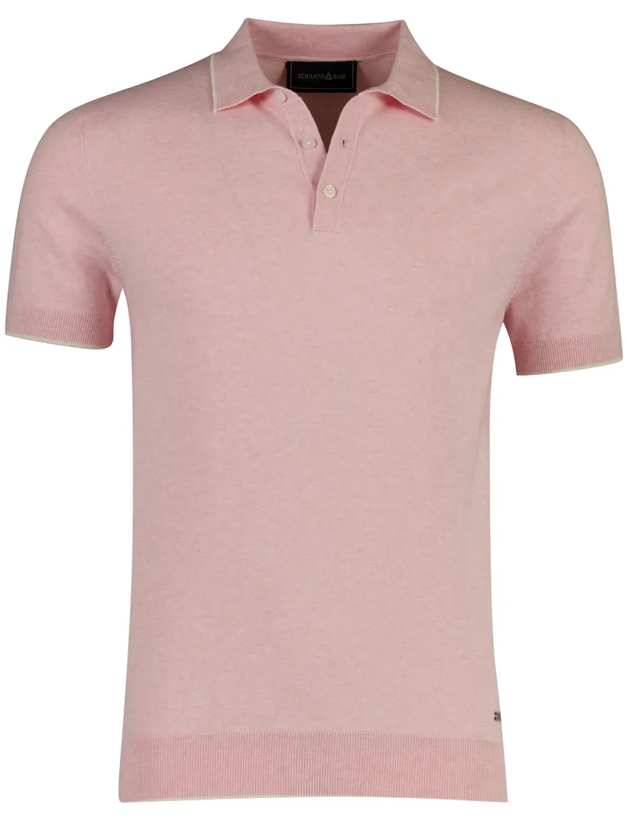 Scotland Blue polo pastel roze gebreid