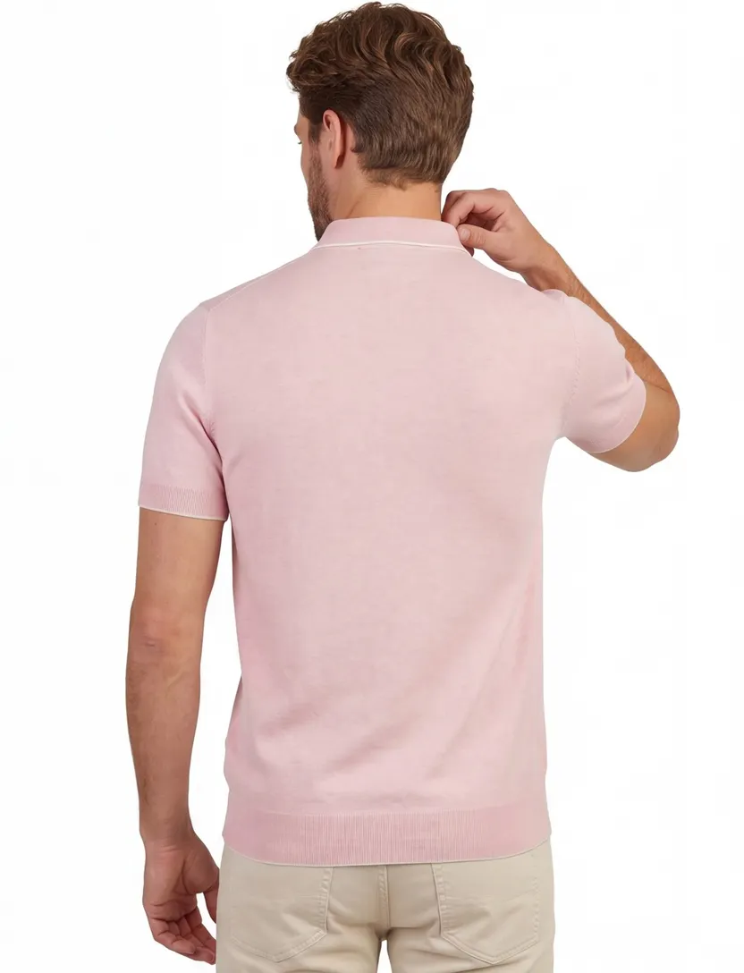 Poloshirt Scotland Blue roze gemêleerd katoen normale fit