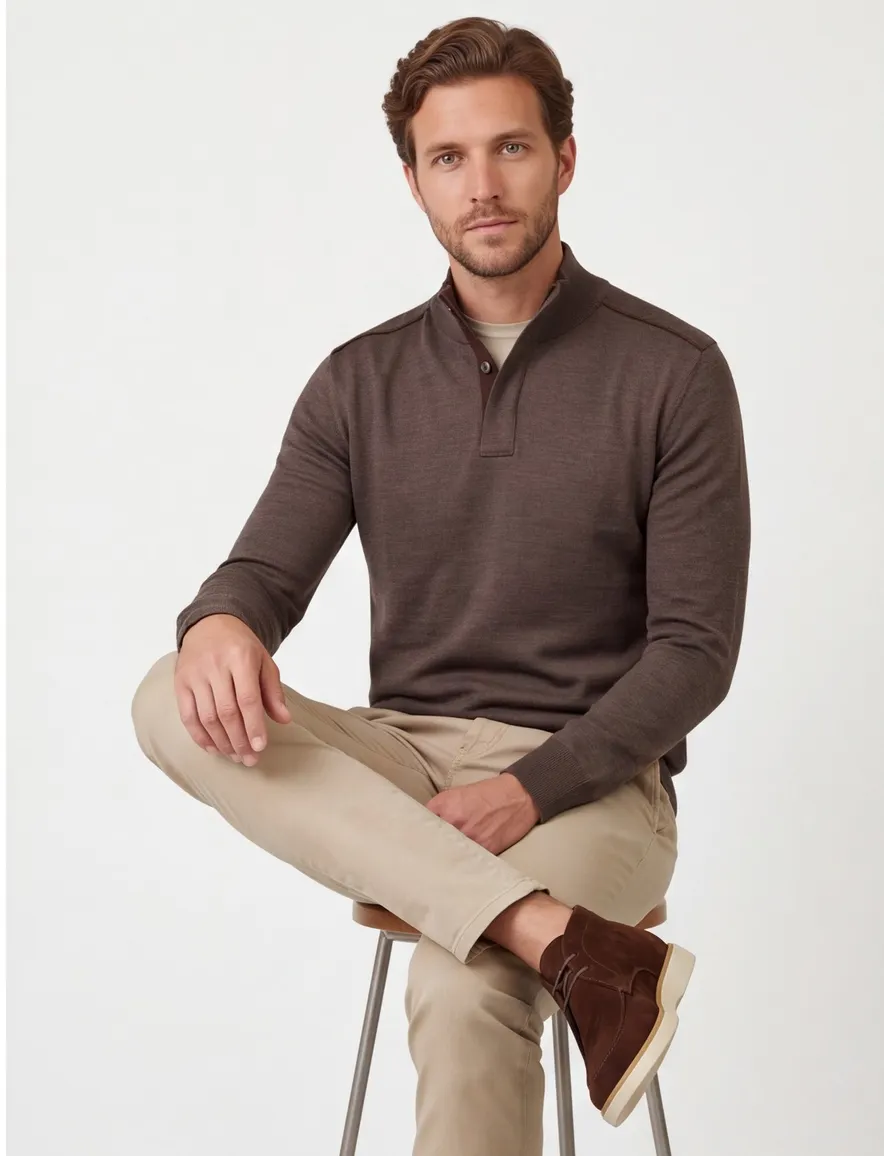 Paul & Shark sweatvest halfzip bruin