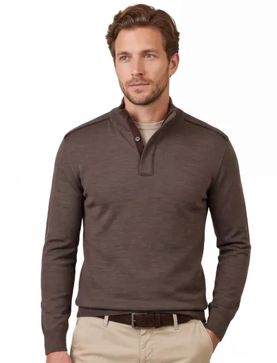 Paul & Shark Paul & Shark sweatvest halfzip bruin