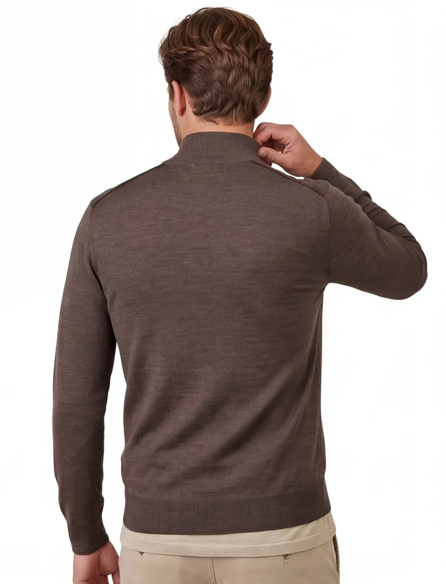 Paul & Shark sweatvest halfzip bruin