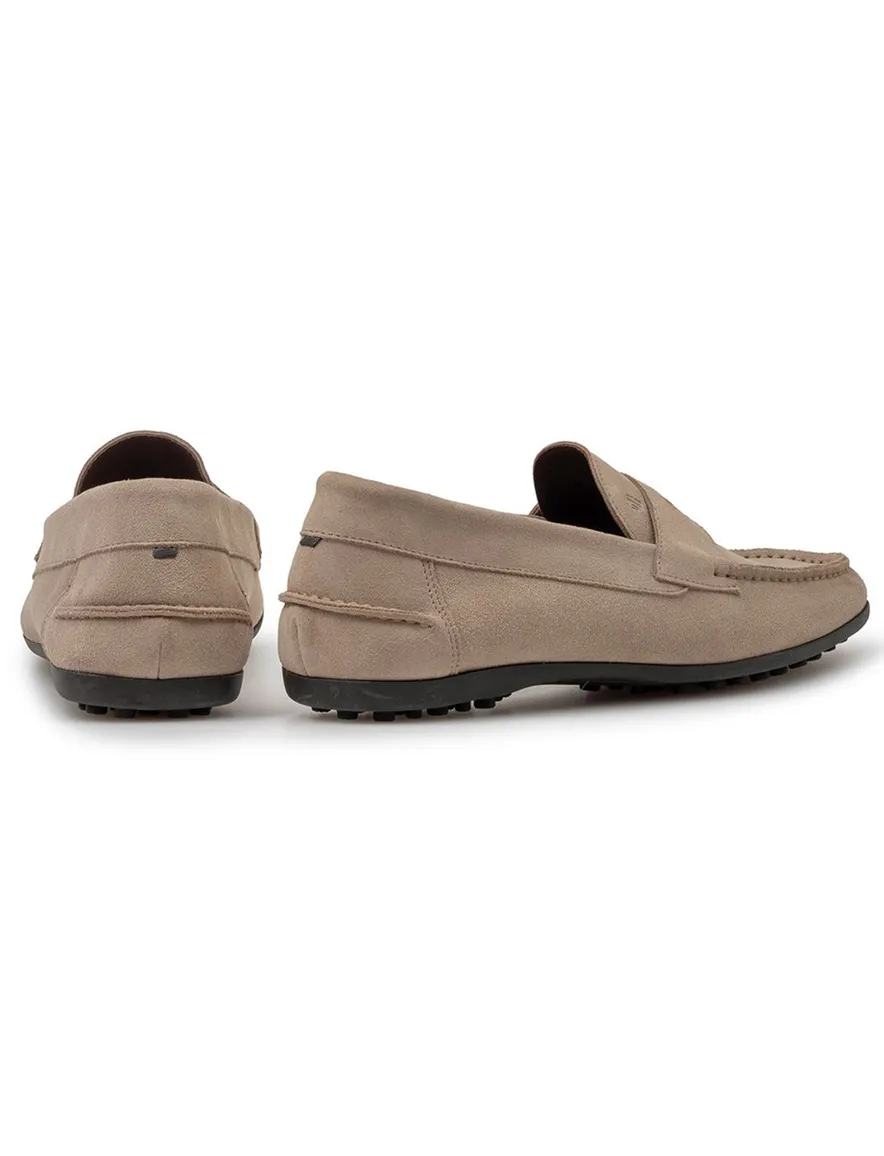 Loafer Van Bommel suede lichtbruin zool noppen