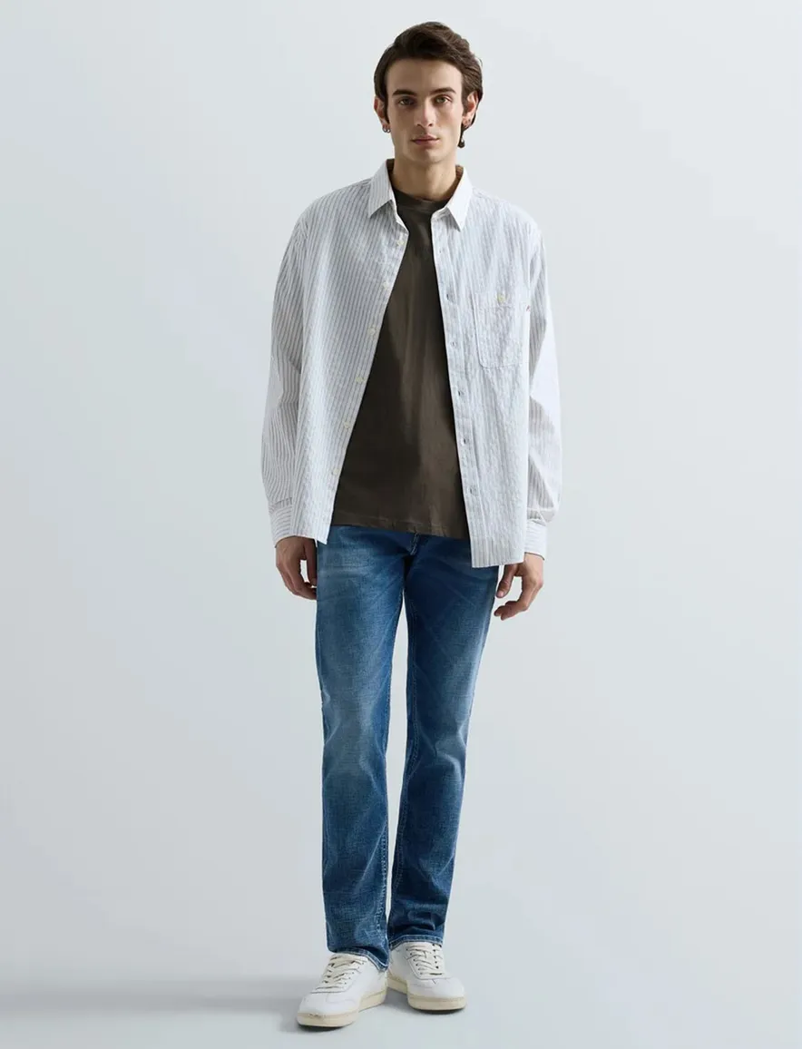 Jeans Replay Grover straight fit blauw wassing