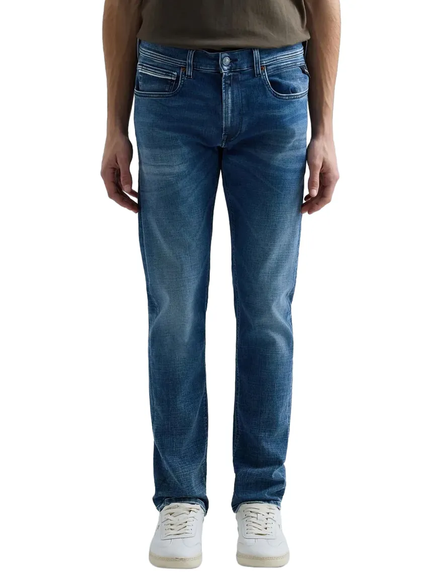 Jeans Replay Grover straight fit blauw wassing