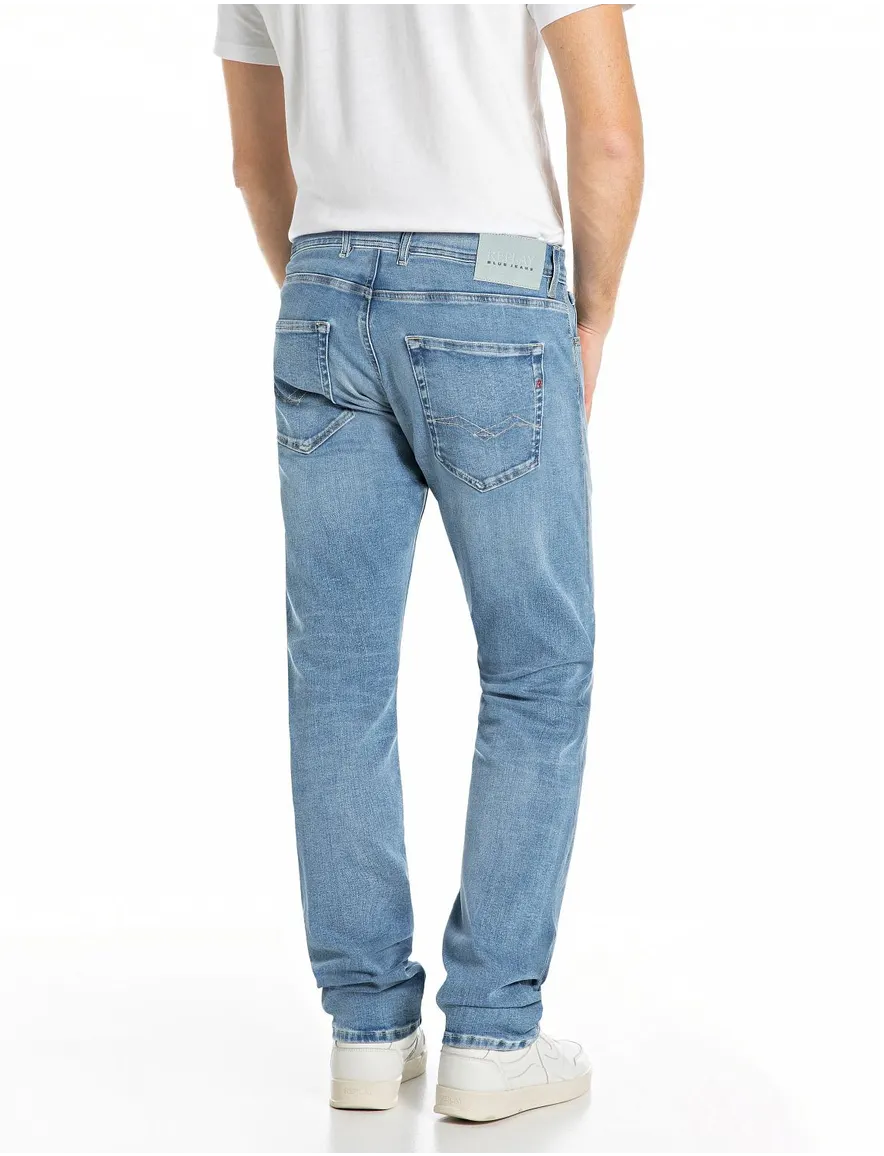 Broeken Replay blauw normale fit stretch