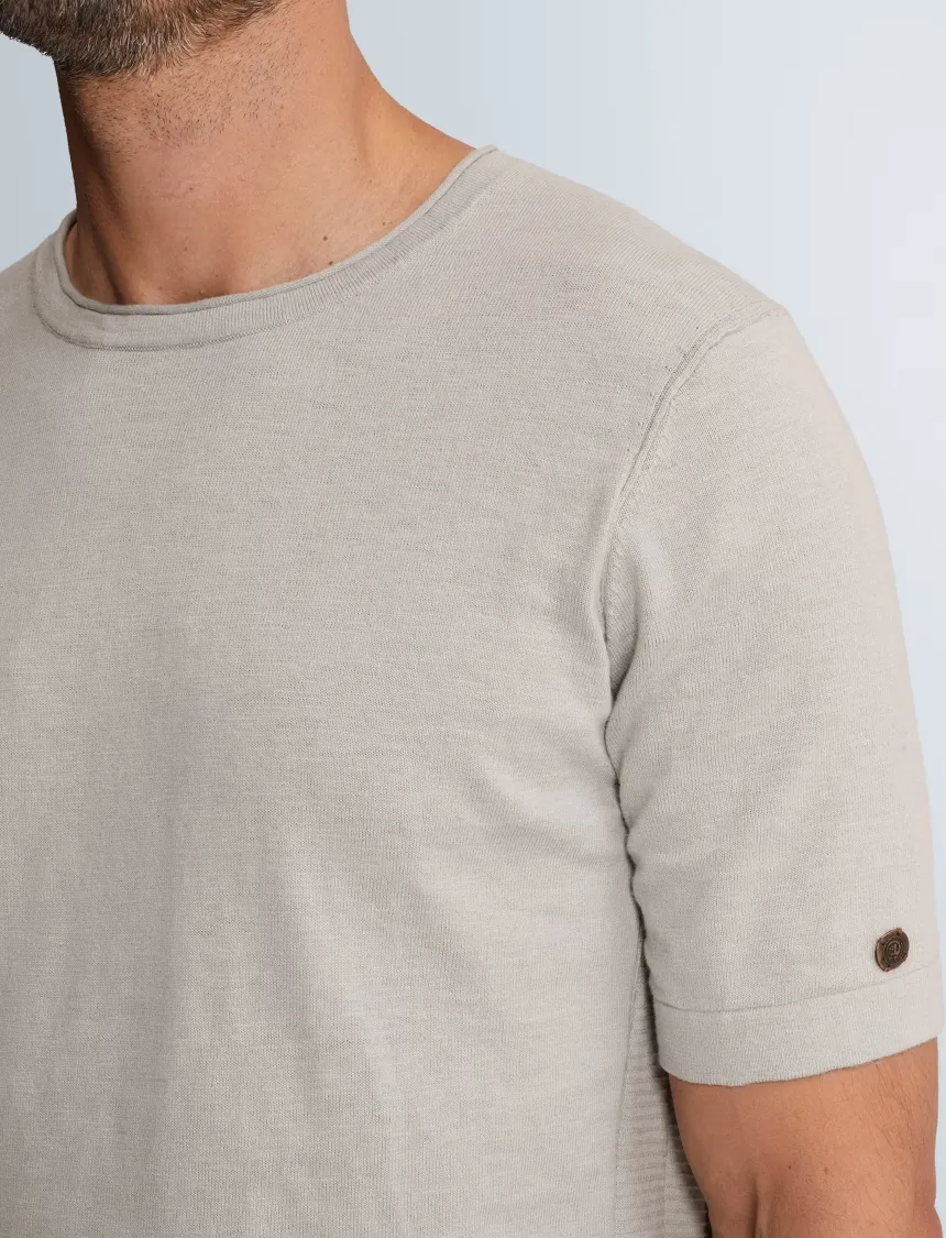 Cast Iron T shirt beige katoen & linnen