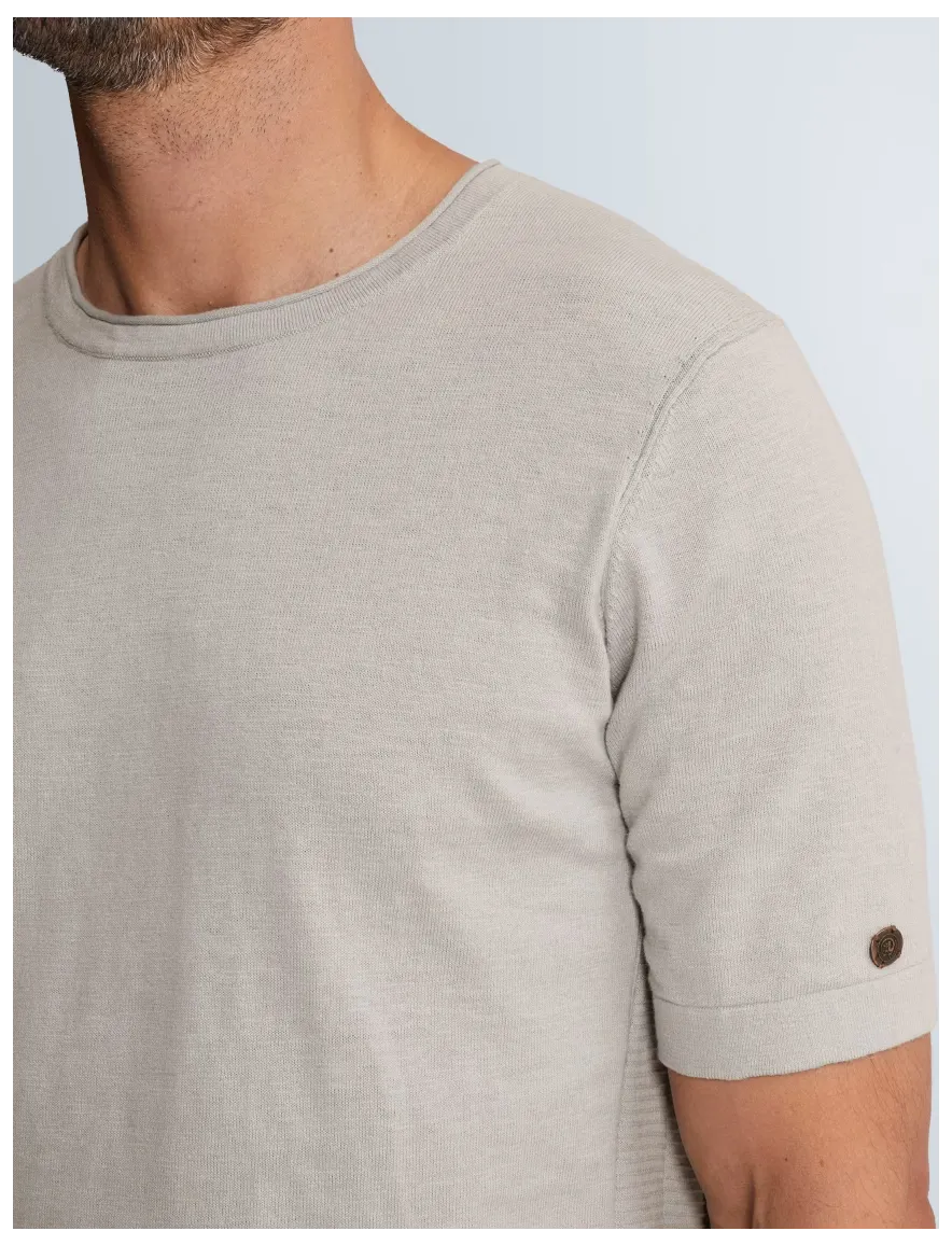 Cast Iron T shirt beige katoen & linnen
