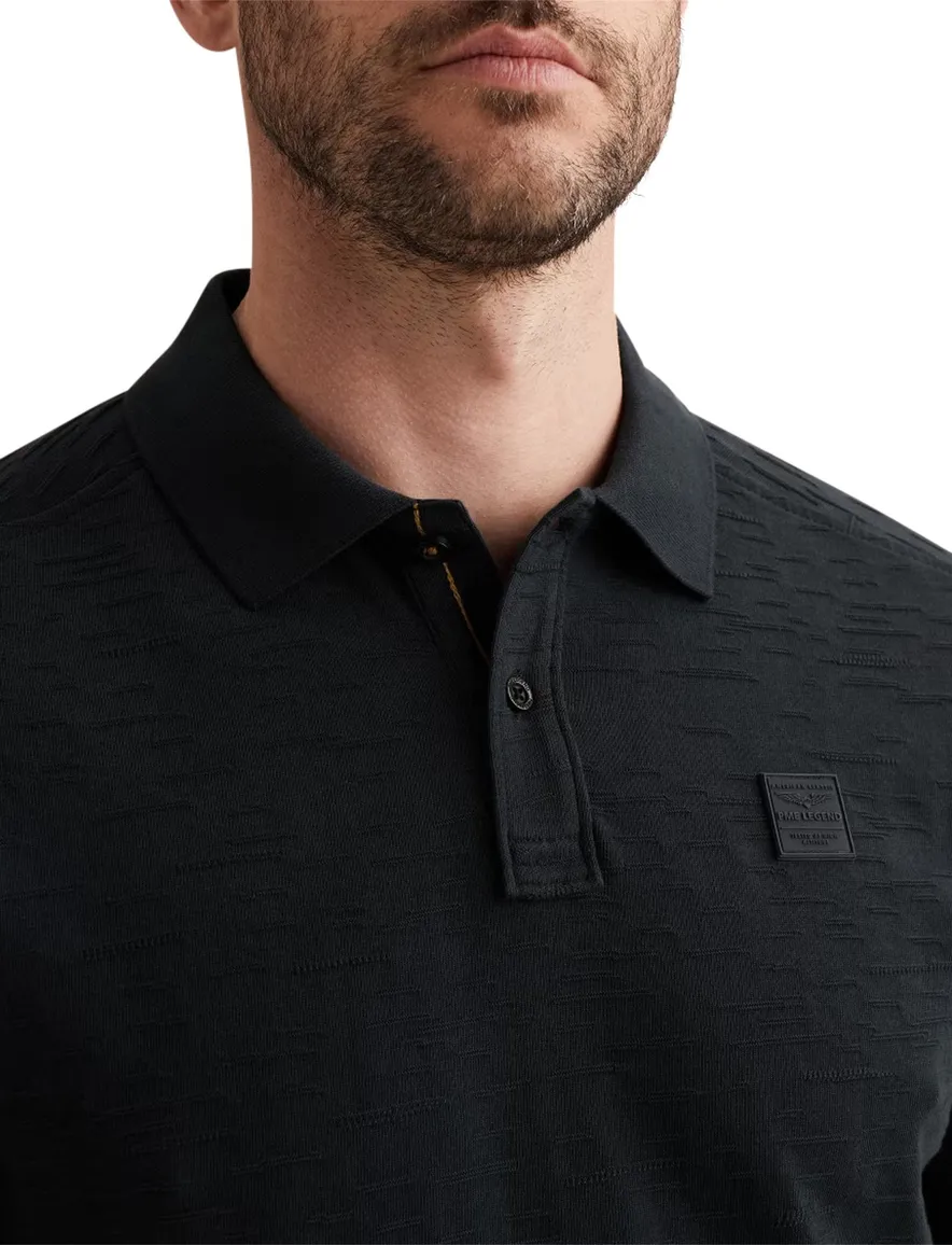 Zwarte poloshirt PME Legend structuurtje 2 knoops