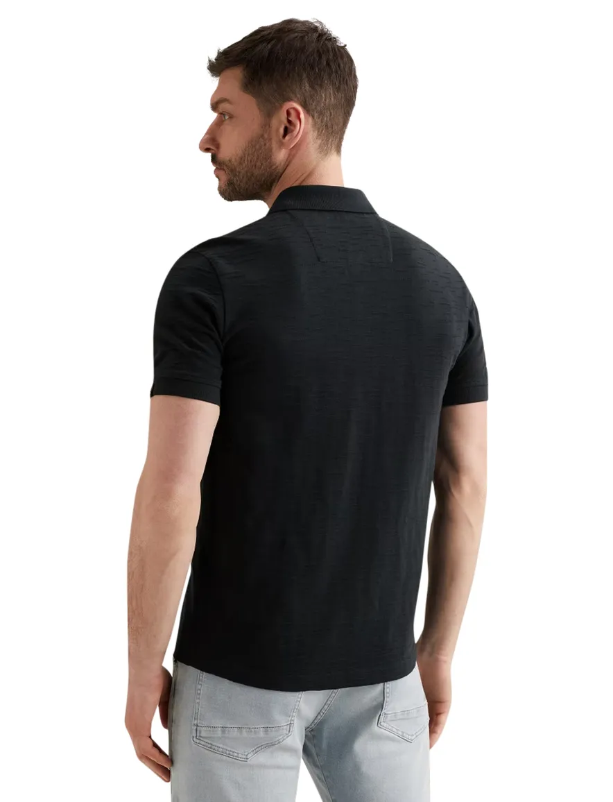Zwarte poloshirt PME Legend structuurtje 2 knoops
