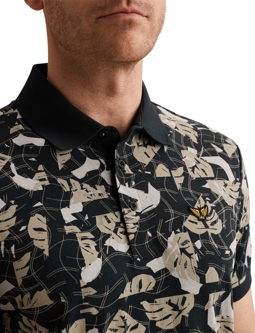 PME Legend poloshirt zwart geprint korte mouw