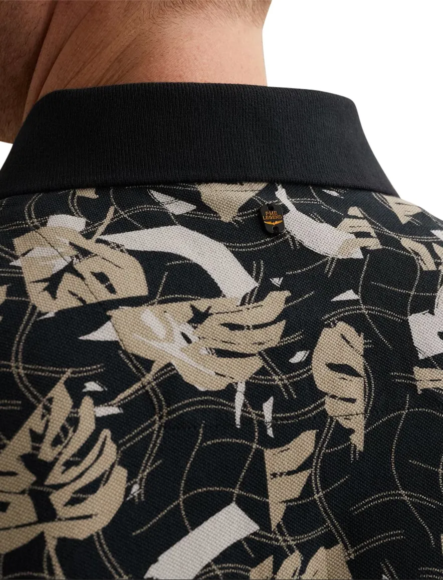 PME Legend poloshirt zwart geprint korte mouw