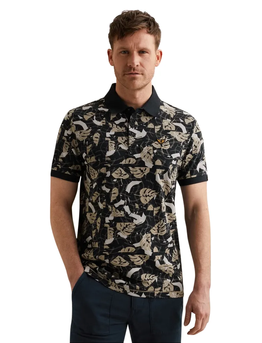 PME Legend poloshirt zwart geprint korte mouw
