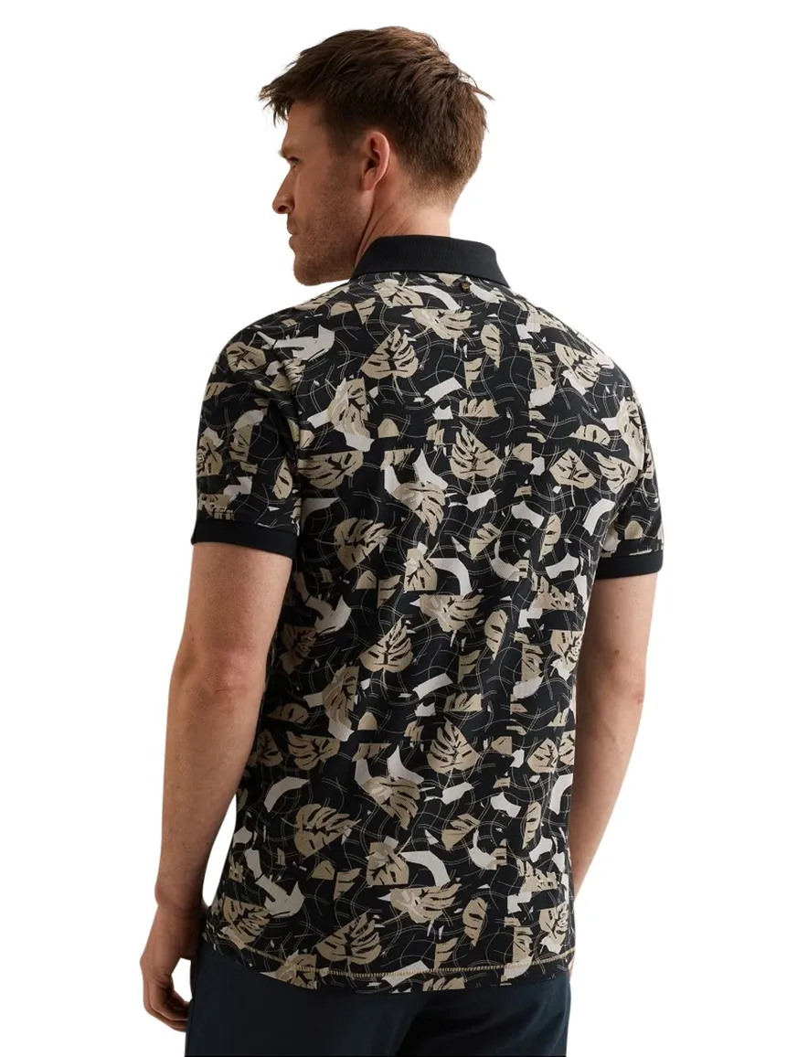 PME Legend poloshirt zwart geprint korte mouw