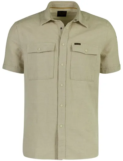 PME Legend Overhemd PME Legend beige structuur normale fit