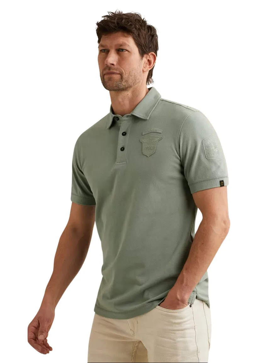 PME Legend polo groen met badge pique