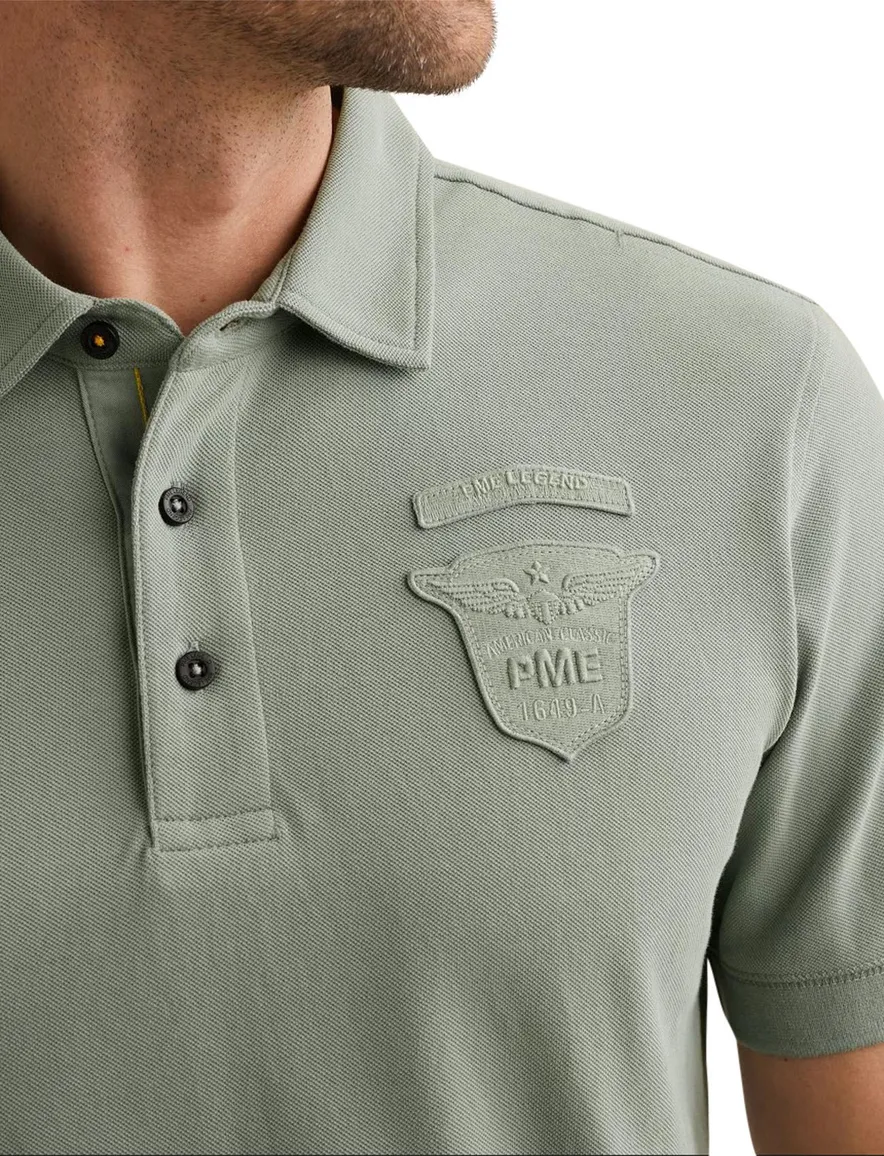 Groene polo PME Legend 3 knoops normale fit