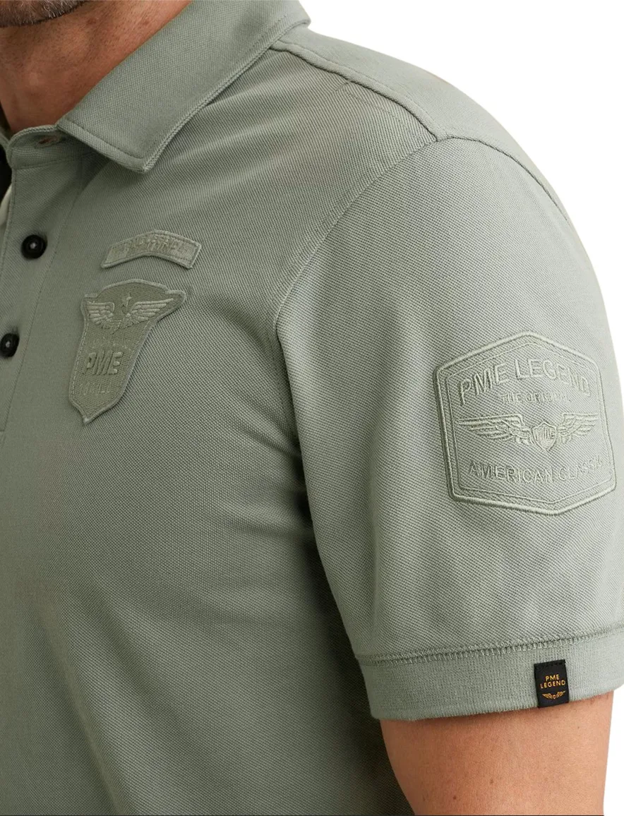Groene polo PME Legend 3 knoops normale fit