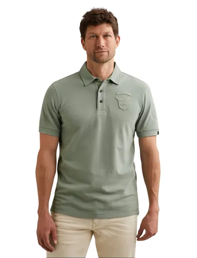 PME Legend PME Legend polo groen met badge pique