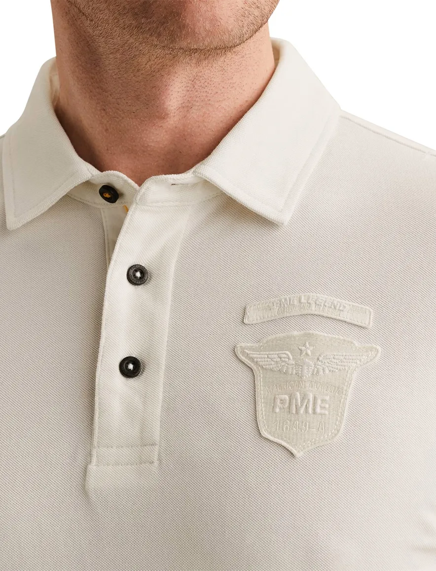 Crème poloshirt PME Legend pique met badge