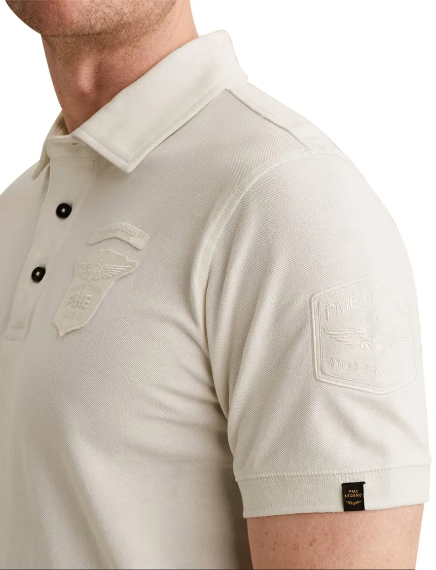 Crème poloshirt PME Legend pique met badge