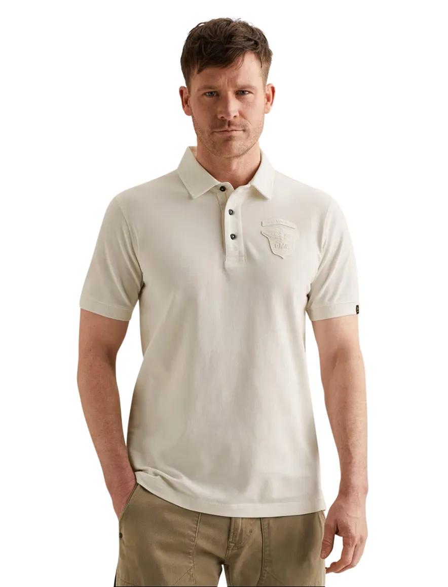 Crème poloshirt PME Legend pique met badge