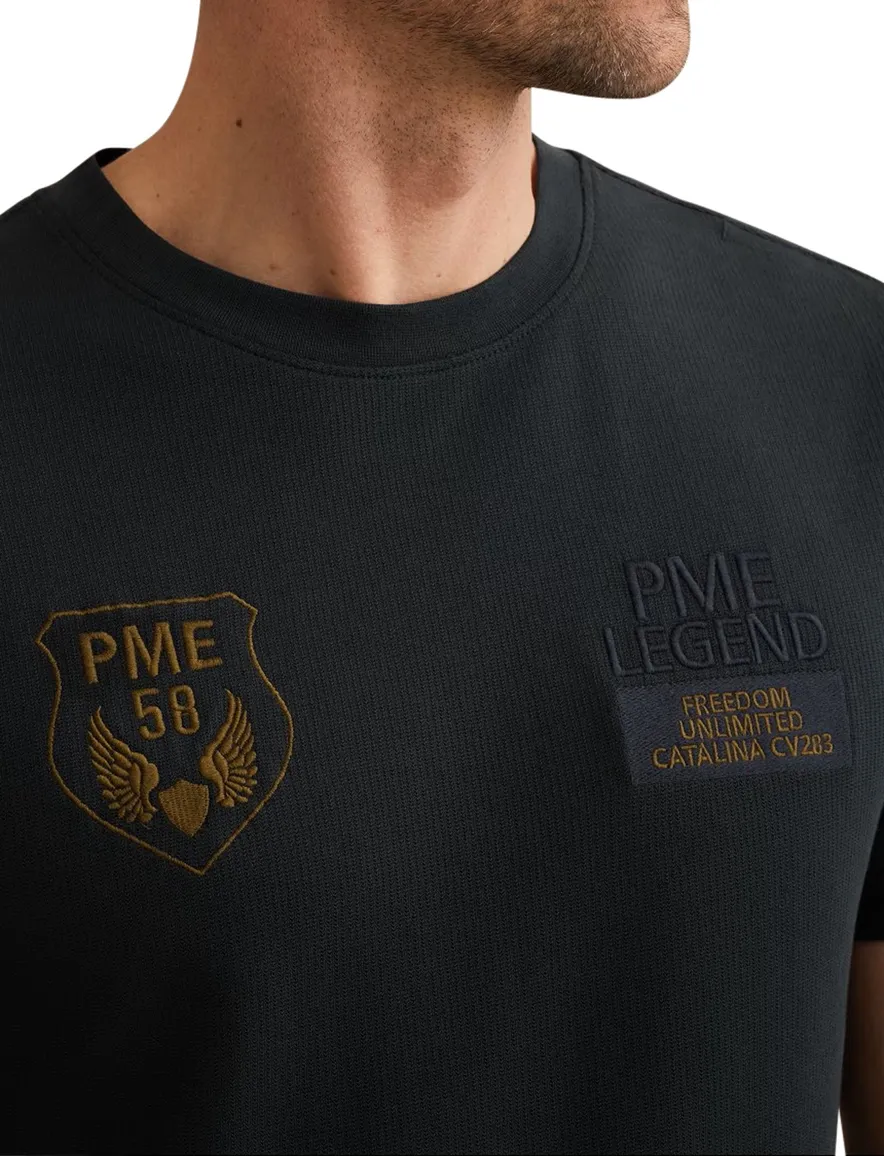 PME Legend T-shirt donkerblauw patches logo