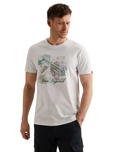 PME Legend Wit t-shirt PME Legend normale fit korte mouw