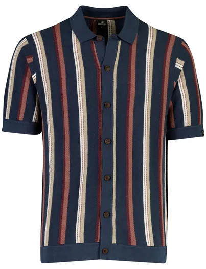Vanguard Poloshirt Vanguard gestreept donkerblauw wijde fit