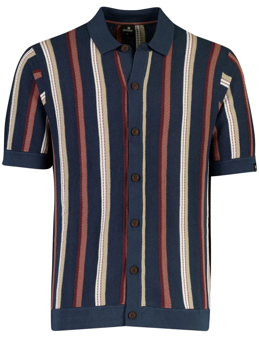 Poloshirt Vanguard gestreept donkerblauw wijde fit